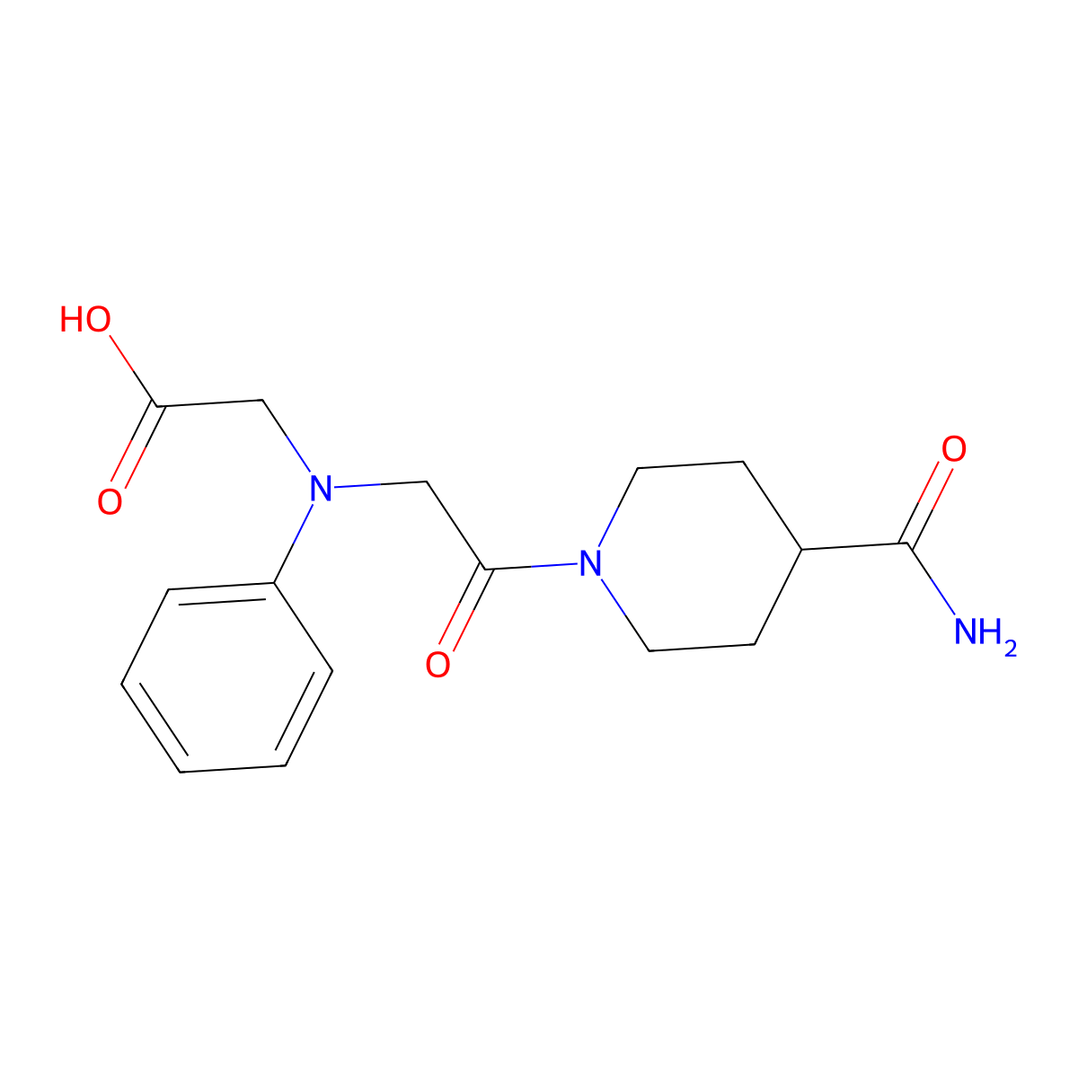 [{2-[4-(Aminocarbonyl)piperidin-1-yl]-2-oxoethyl}(phenyl)amino]acetic acid molecular structure, CAS 1142211-91-3