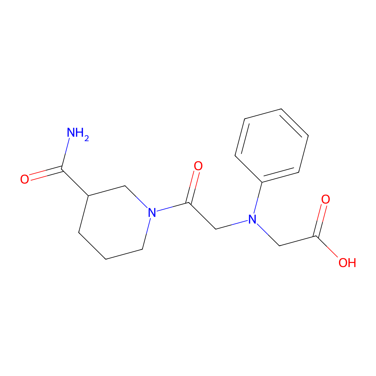 [{2-[3-(Aminocarbonyl)piperidin-1-yl]-2-oxoethyl}(phenyl)amino]acetic acid molecular structure, CAS 1142211-92-4