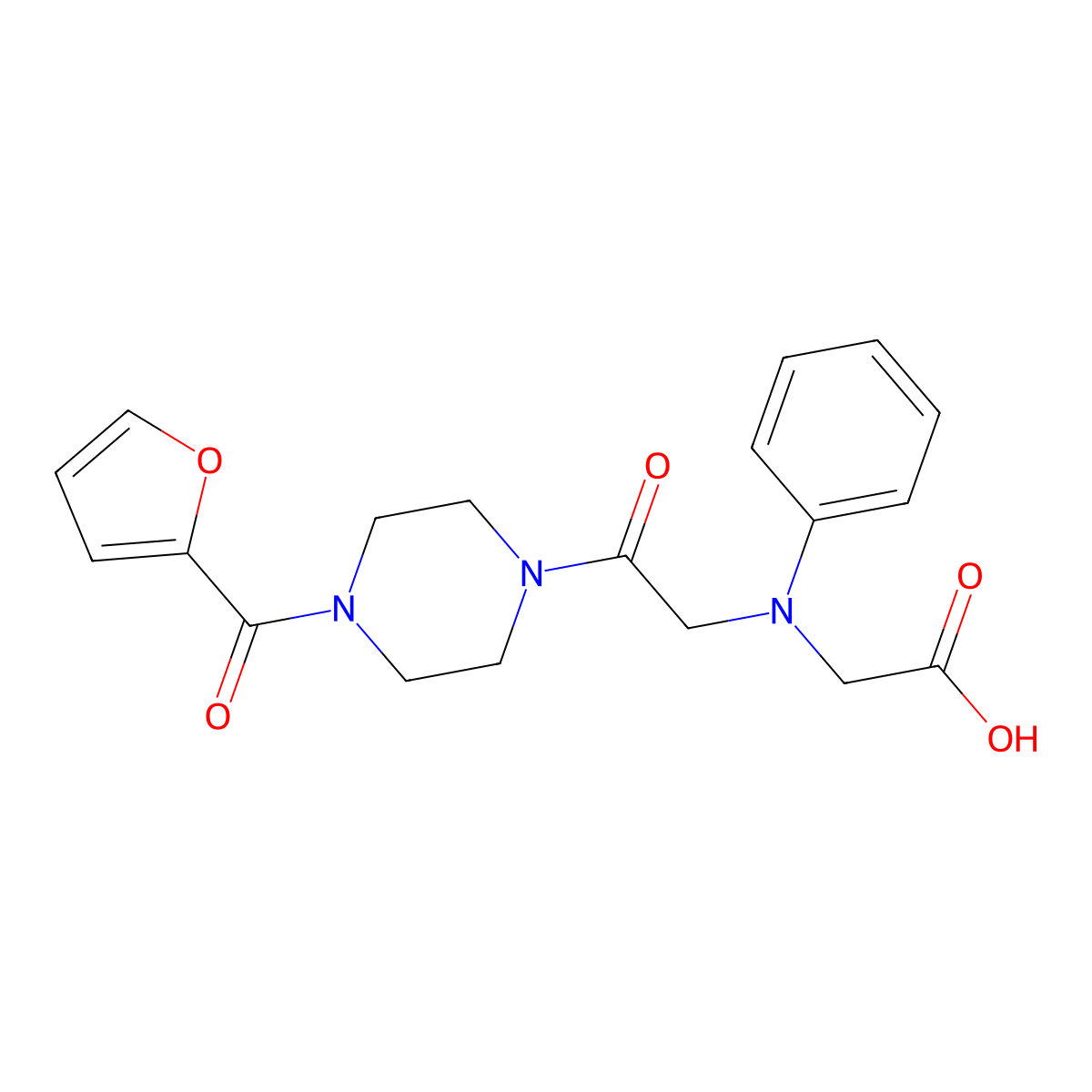 [{2-[4-(2-Furoyl)piperazin-1-yl]-2-oxoethyl}(phenyl)amino]acetic acid molecular structure, CAS 1142212-01-8