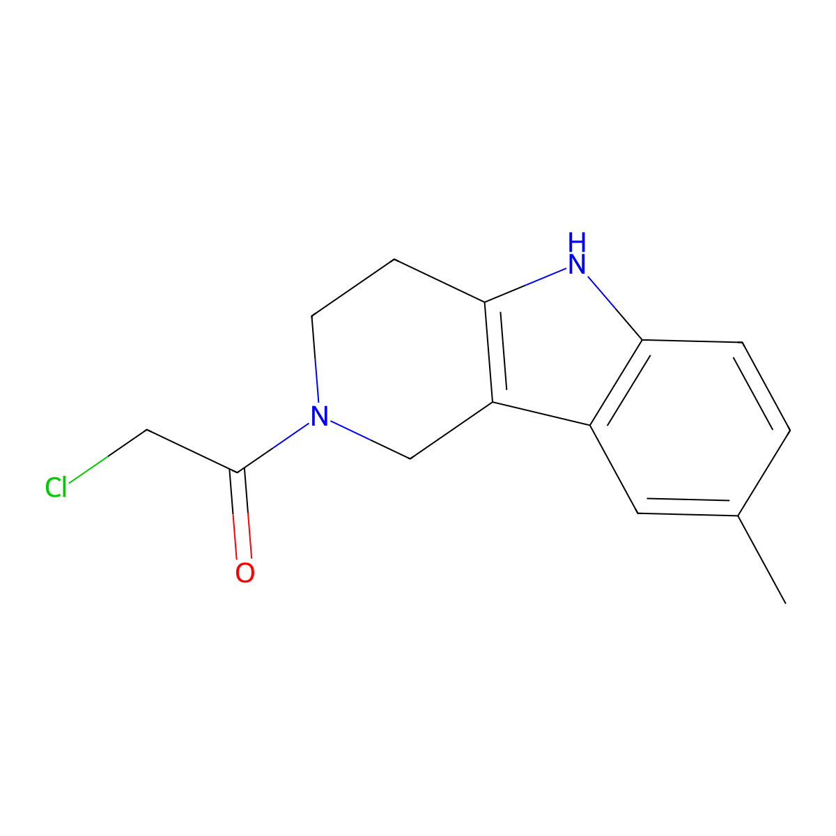 2-(chloroacetyl)-8-methyl-2,3,4,5-tetrahydro-1H-pyrido[4,3-b]indole molecular structure, CAS 1142214-24-1