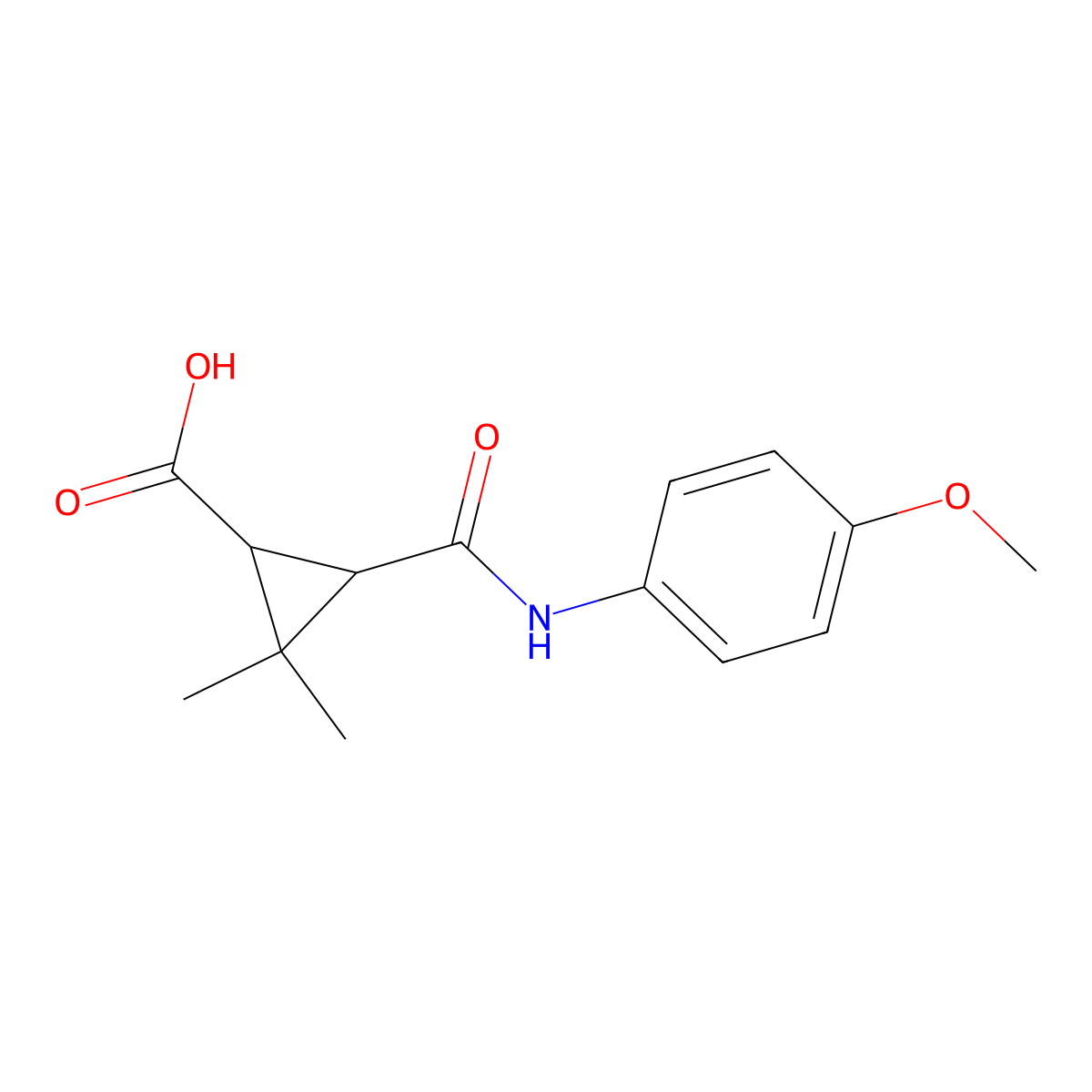 3-{[(4-Methoxyphenyl)amino]carbonyl}-2,2-dimethylcyclopropanecarboxylic acid molecular structure, CAS 1142214-38-7