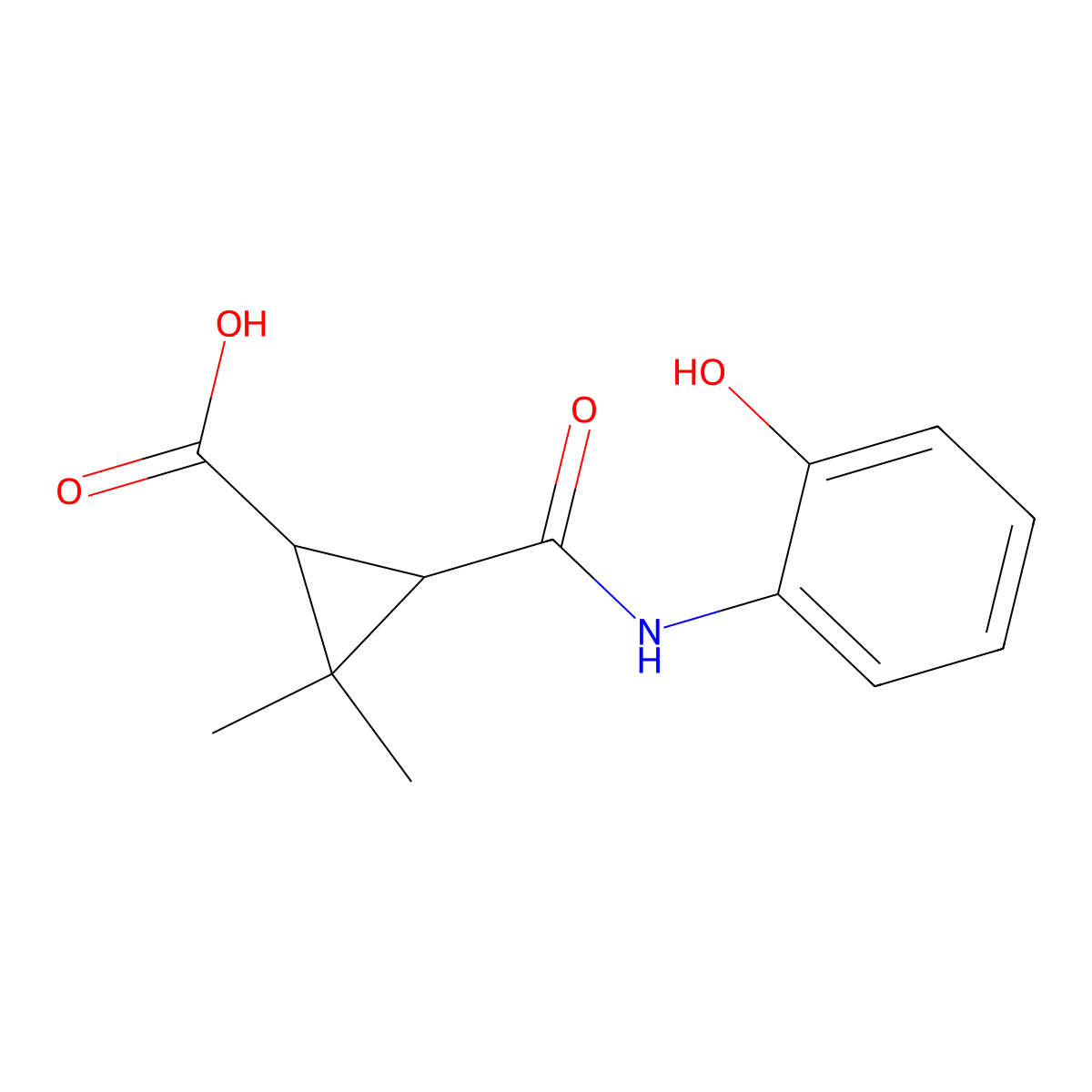 3-{[(2-Hydroxyphenyl)amino]carbonyl}-2,2-dimethylcyclopropanecarboxylic acid molecular structure, CAS 1142214-40-1