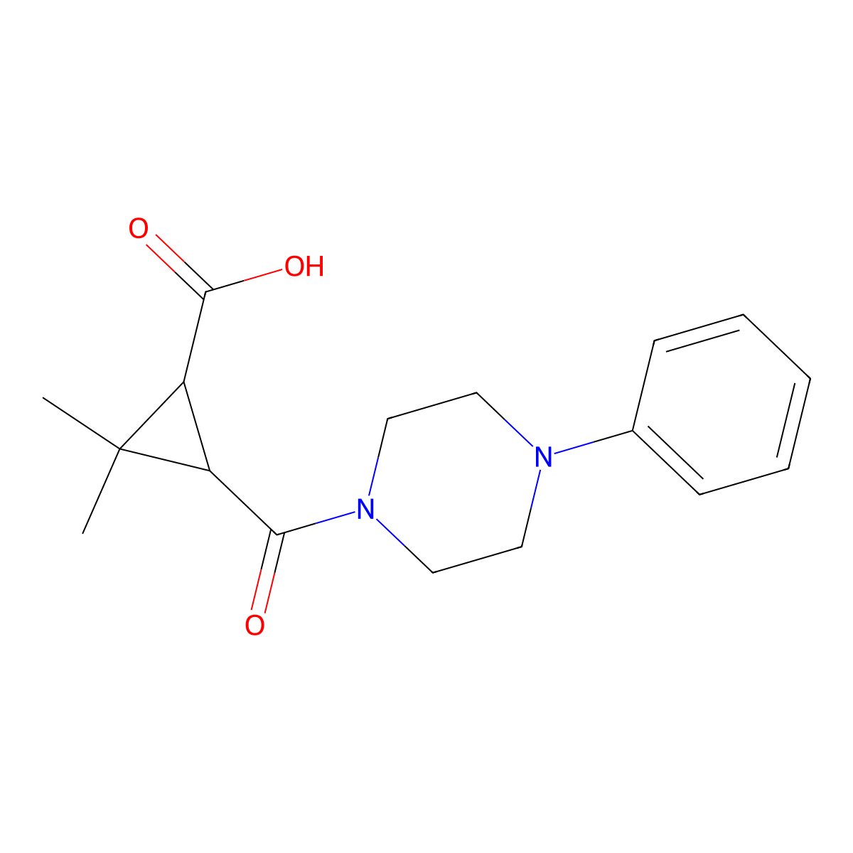 2,2-Dimethyl-3-[(4-phenylpiperazin-1-YL)carbonyl]-cyclopropanecarboxylic acid molecular structure, CAS 1142214-43-4