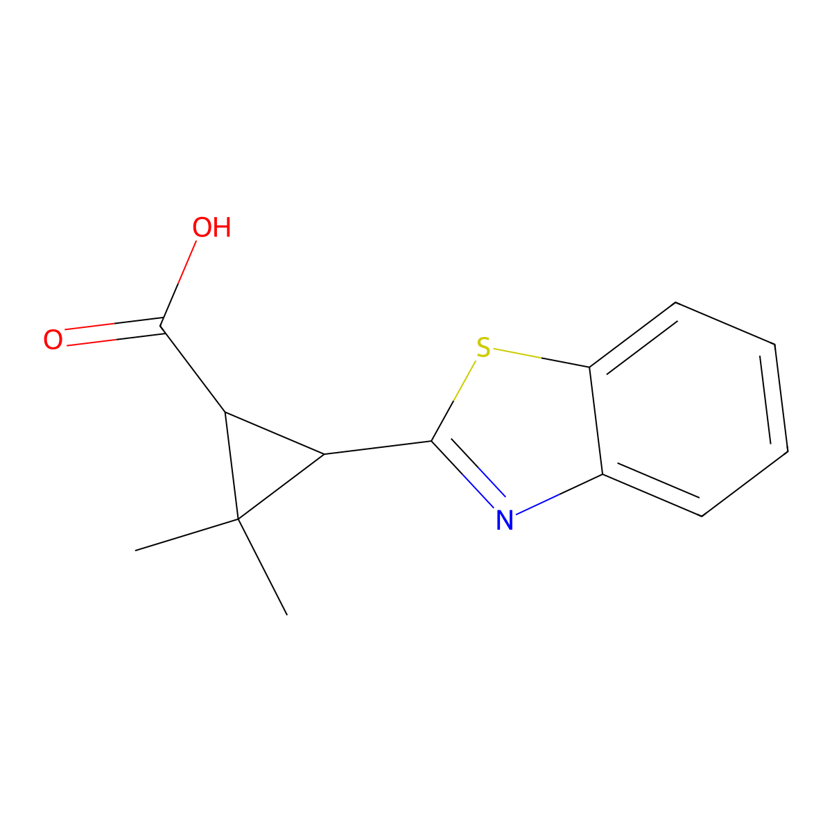 3-(1,3-Benzothiazol-2-YL)-2,2-dimethyl-cyclopropanecarboxylic acid molecular structure, CAS 1142214-46-7