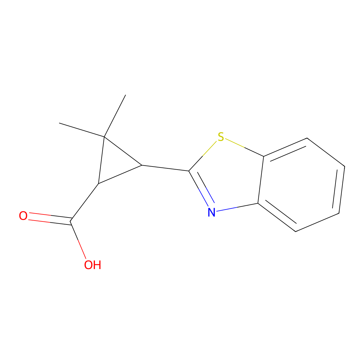 3-(1,3-Benzothiazol-2-YL)-2,2-dimethyl-cyclopropanecarboxylic acid molecular structure, CAS 1142214-46-7