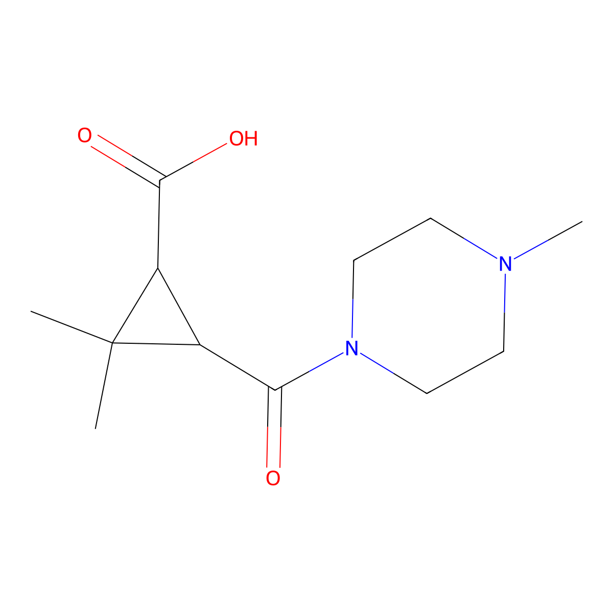 2,2-Dimethyl-3-(4-methylpiperazine-1-carbonyl)cyclopropane-1-carboxylic acid molecular structure, CAS 1142214-55-8
