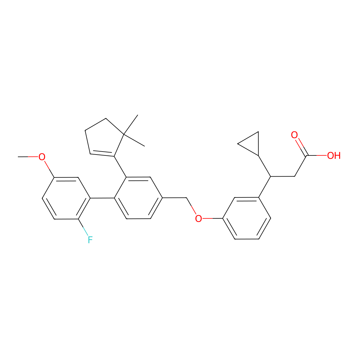 (S)-3-Cyclopropyl-3-(3-((2-(5,5-dimethylcyclopent-1-en-1-yl)-2'-fluoro-5'-methoxy-[1,1'-biphenyl]-4-yl)methoxy)phenyl)propanoic acid molecular structure, CAS 1142214-62-7