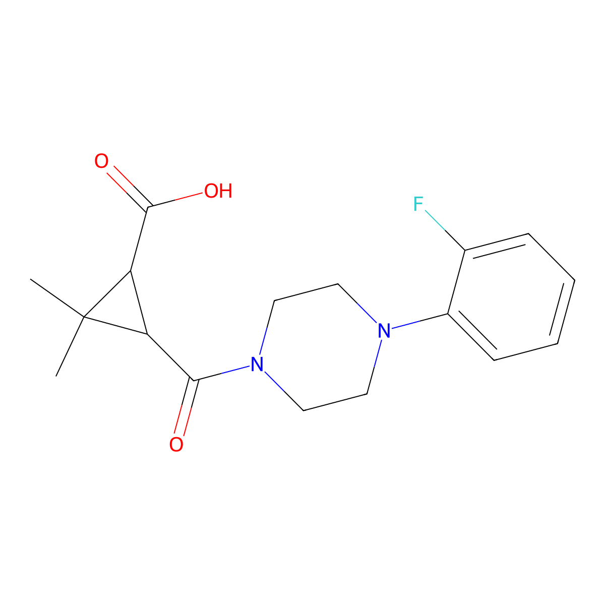 3-{[4-(2-Fluorophenyl)piperazin-1-yl]carbonyl}-2,2-dimethylcyclopropanecarboxylic acid molecular structure, CAS 1142214-63-8