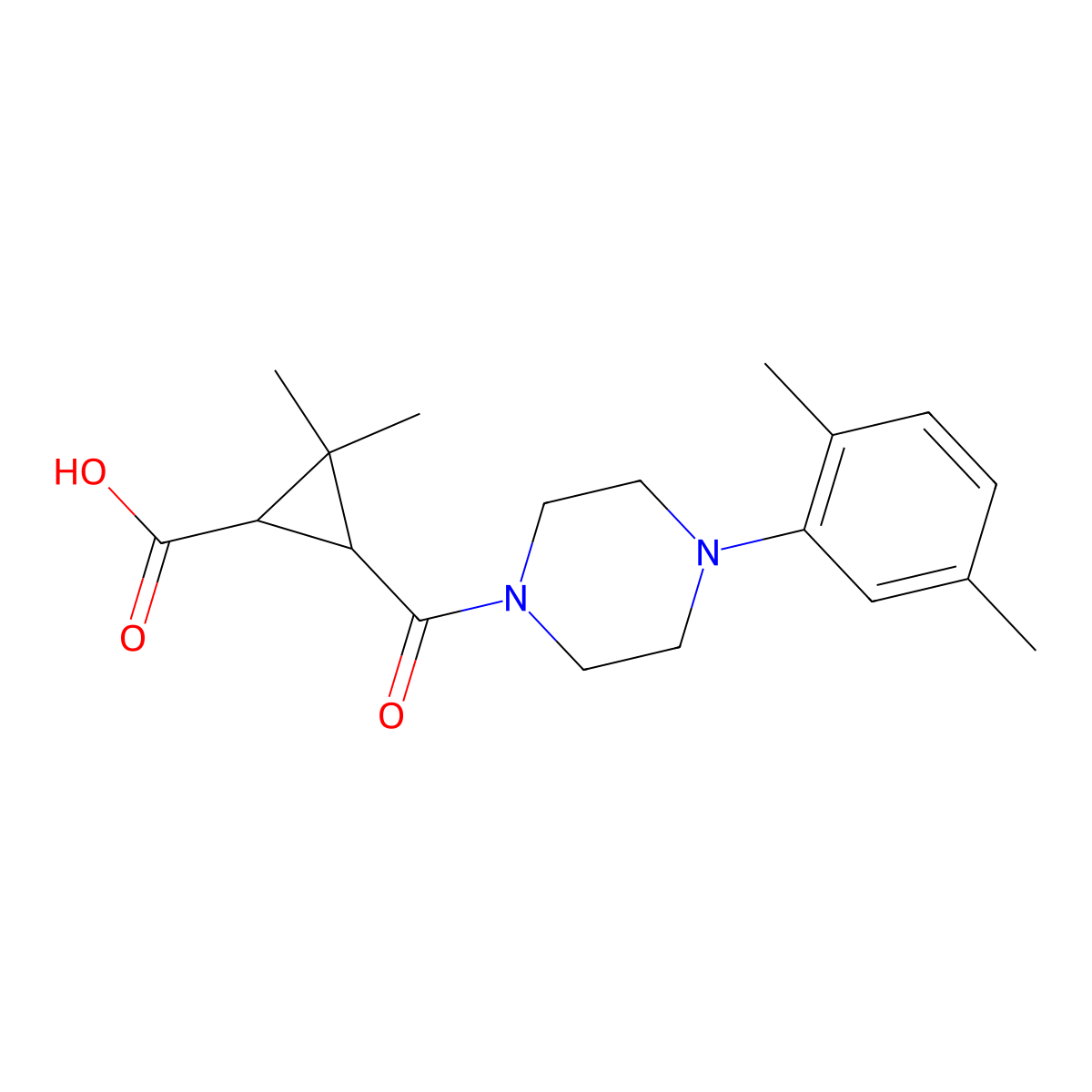 3-{[4-(2,5-Dimethylphenyl)piperazin-1-YL]-carbonyl}-2,2-dimethylcyclopropanecarboxylic acid molecular structure, CAS 1142214-86-5