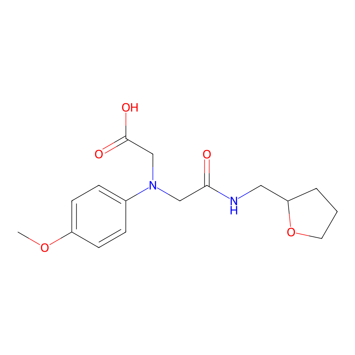 ((4-Methoxyphenyl){2-oxo-2-[(tetrahydrofuran-2-ylmethyl)amino]ethyl}amino)acetic acid molecular structure, CAS 1142215-62-0
