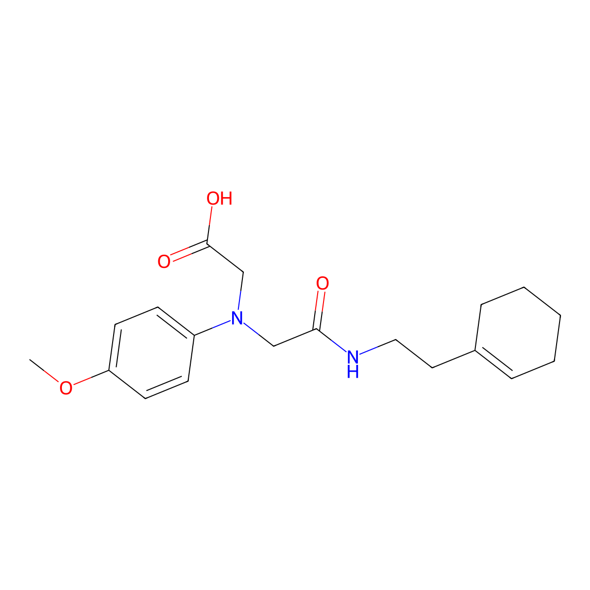 [{2-[(2-Cyclohex-1-en-1-ylethyl)amino]-2-oxoethyl}(4-methoxyphenyl)amino]acetic acid molecular structure, CAS 1142216-03-2