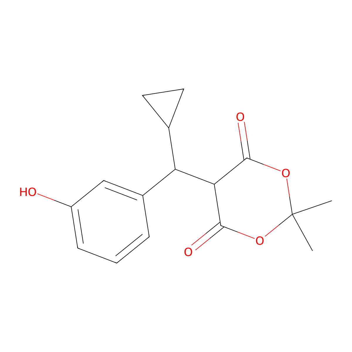 5-[Cyclopropyl(3-hydroxyphenyl)methyl]-2,2-dimethyl-1,3-dioxane-4,6-dione molecular structure, CAS 1142223-02-6