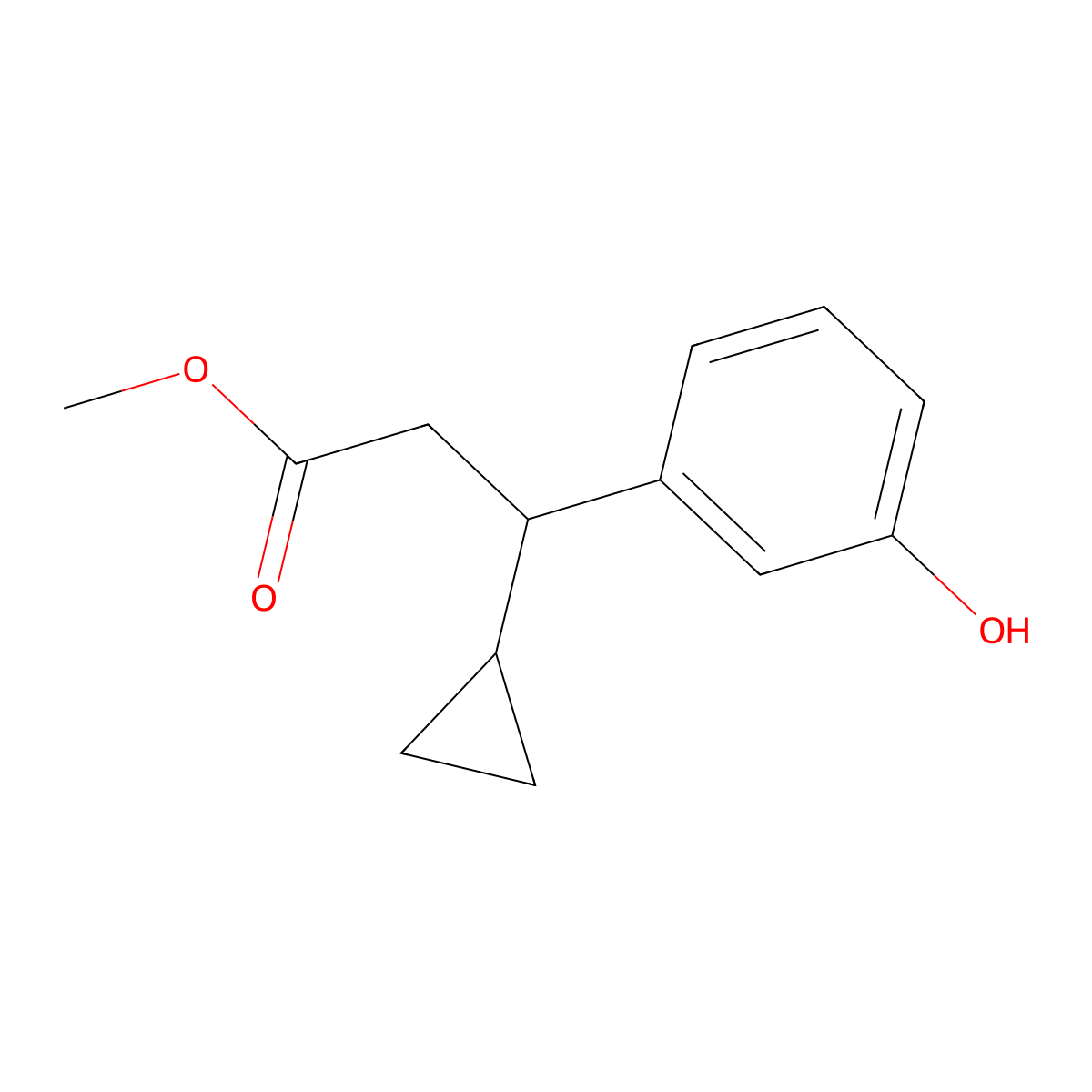 (S)-Methyl 3-cyclopropyl-3-(3-hydroxyphenyl)propanoate molecular structure, CAS 1142223-08-2