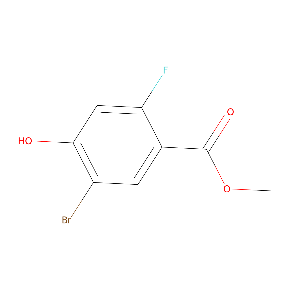 Methyl 5-bromo-2-fluoro-4-hydroxybenzoate molecular structure, CAS 1142227-35-7