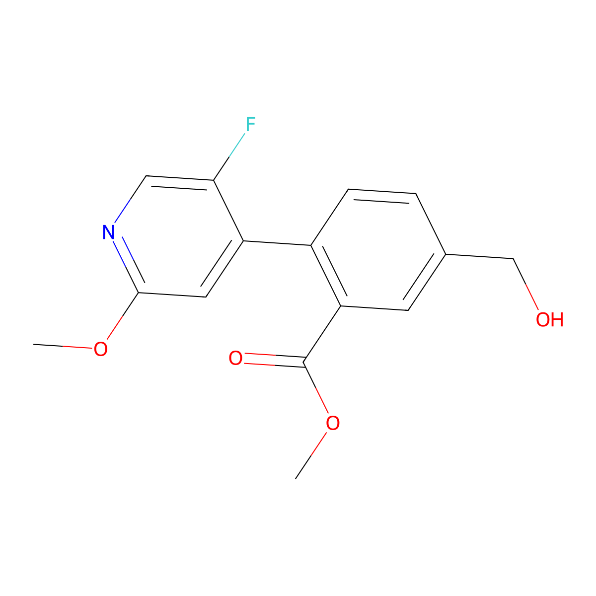 Methyl 2-(5-fluoro-2-(methyloxy)-4-pyridinyl)-5-(hydroxymethyl)benzoate molecular structure, CAS 1142232-41-4