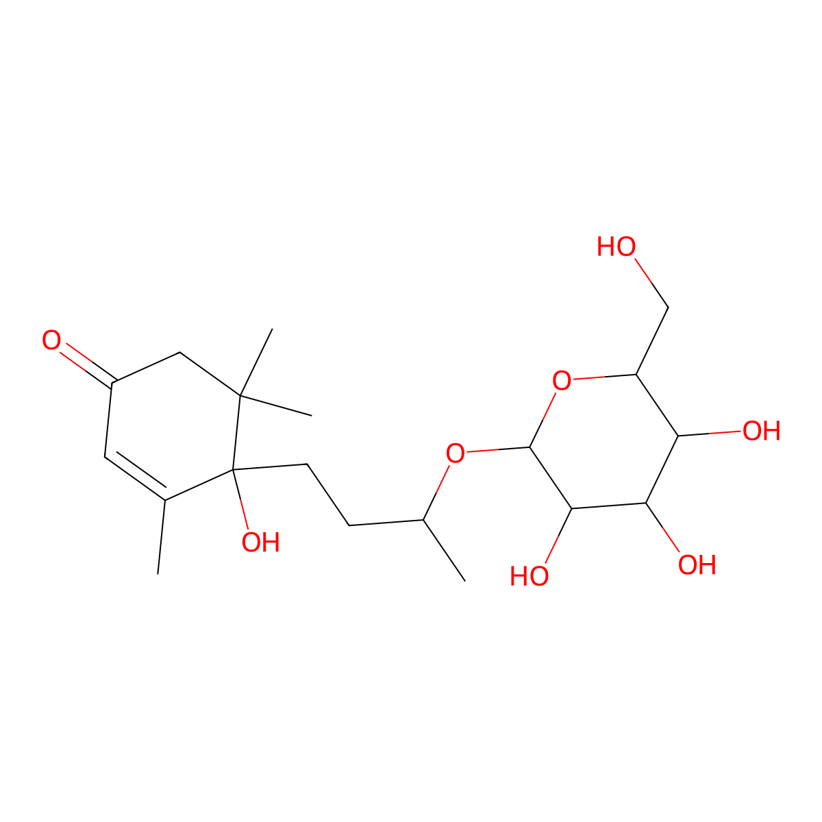 Dihydrovomifoliol-O-Beta-D-Glucopyranoside molecular structure, CAS 114226-08-3