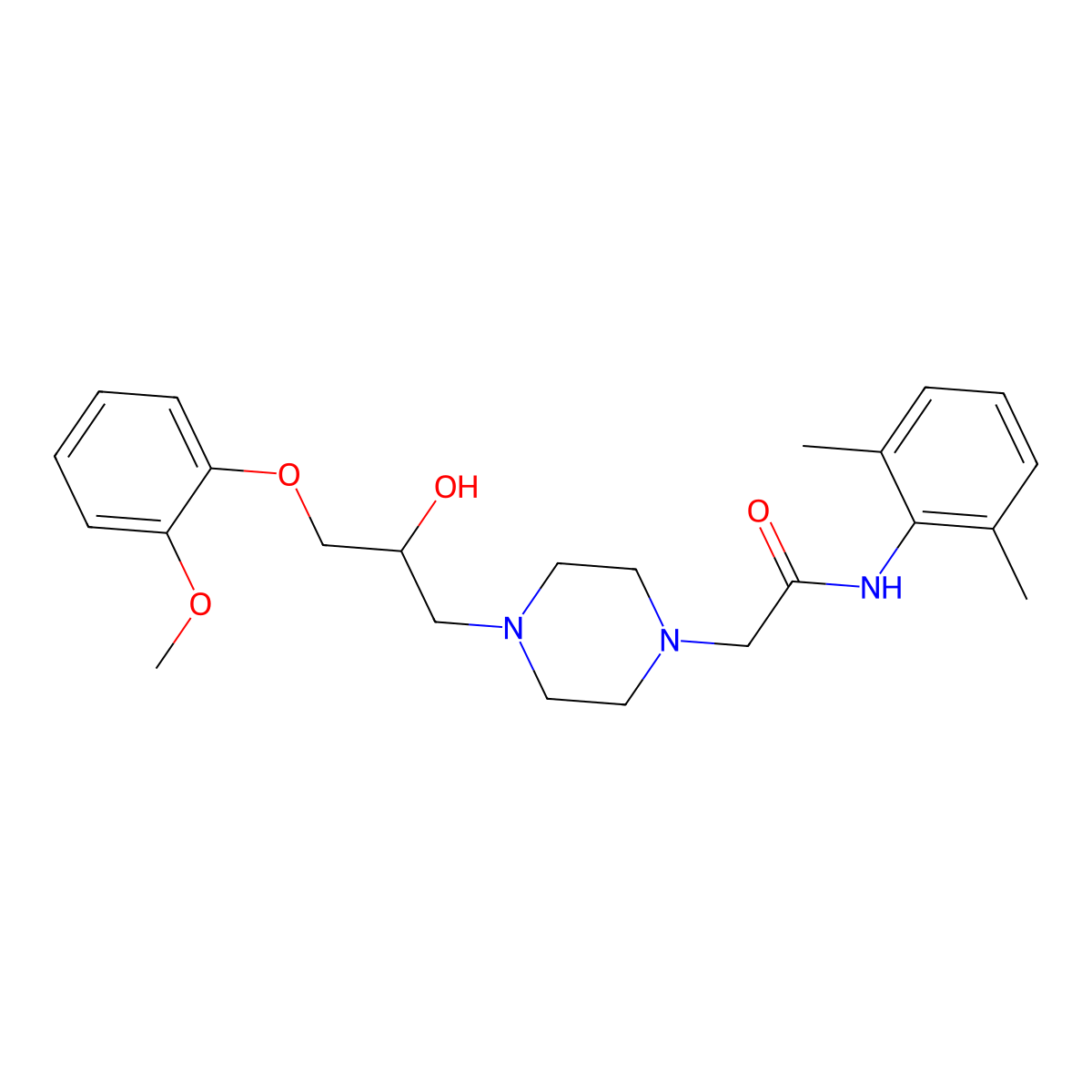 (S)-ranolazine molecular structure, CAS 114246-81-0