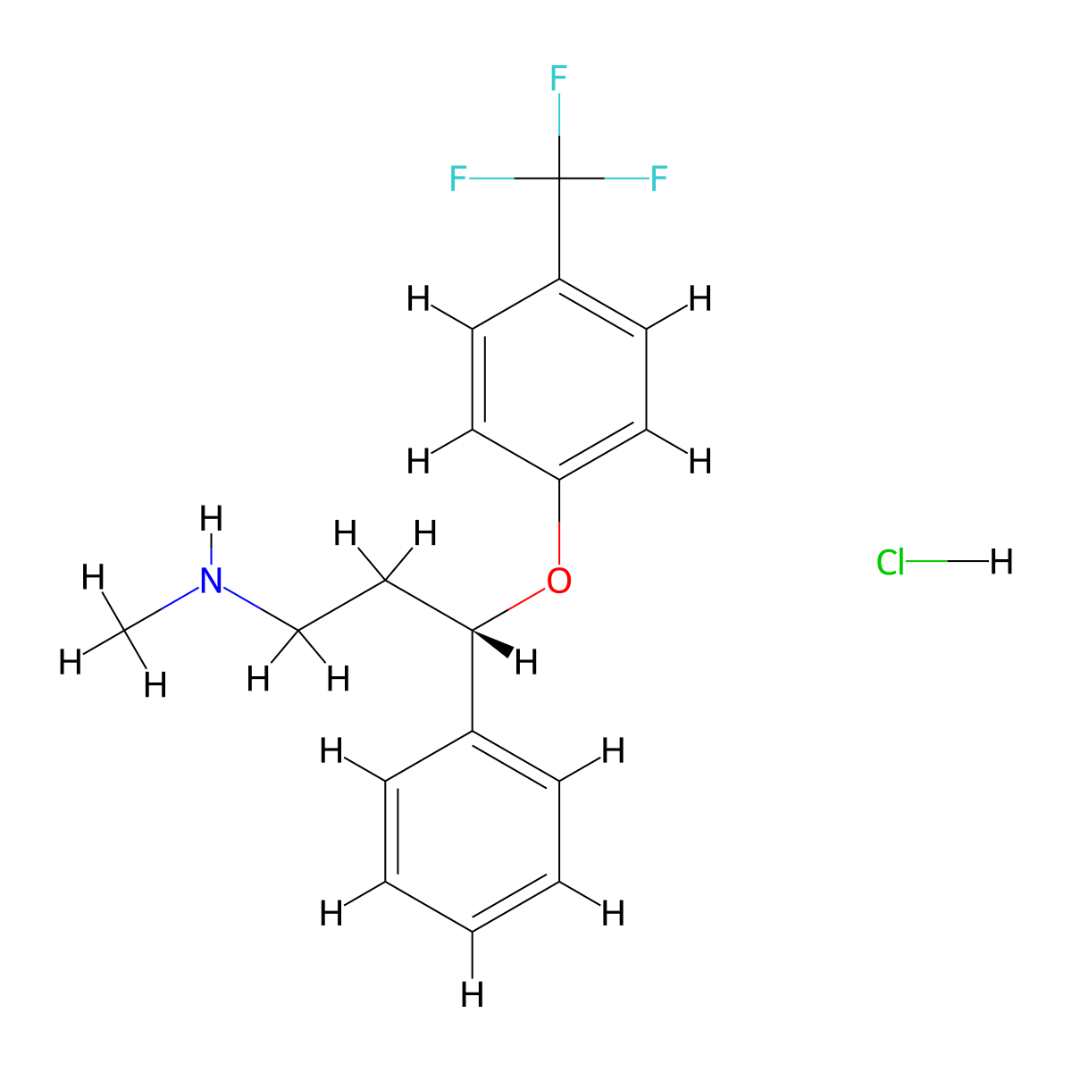 (S)-fluoxetine hydrochloride molecular structure, CAS 114247-06-2
