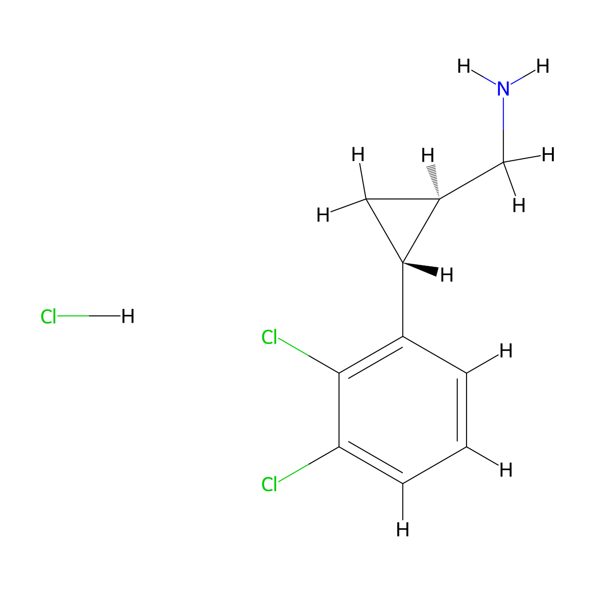 rac-[(1R,2R)-2-(2,3-dichlorophenyl)cyclopropyl]methanamine hydrochloride molecular structure, CAS 1142816-07-6