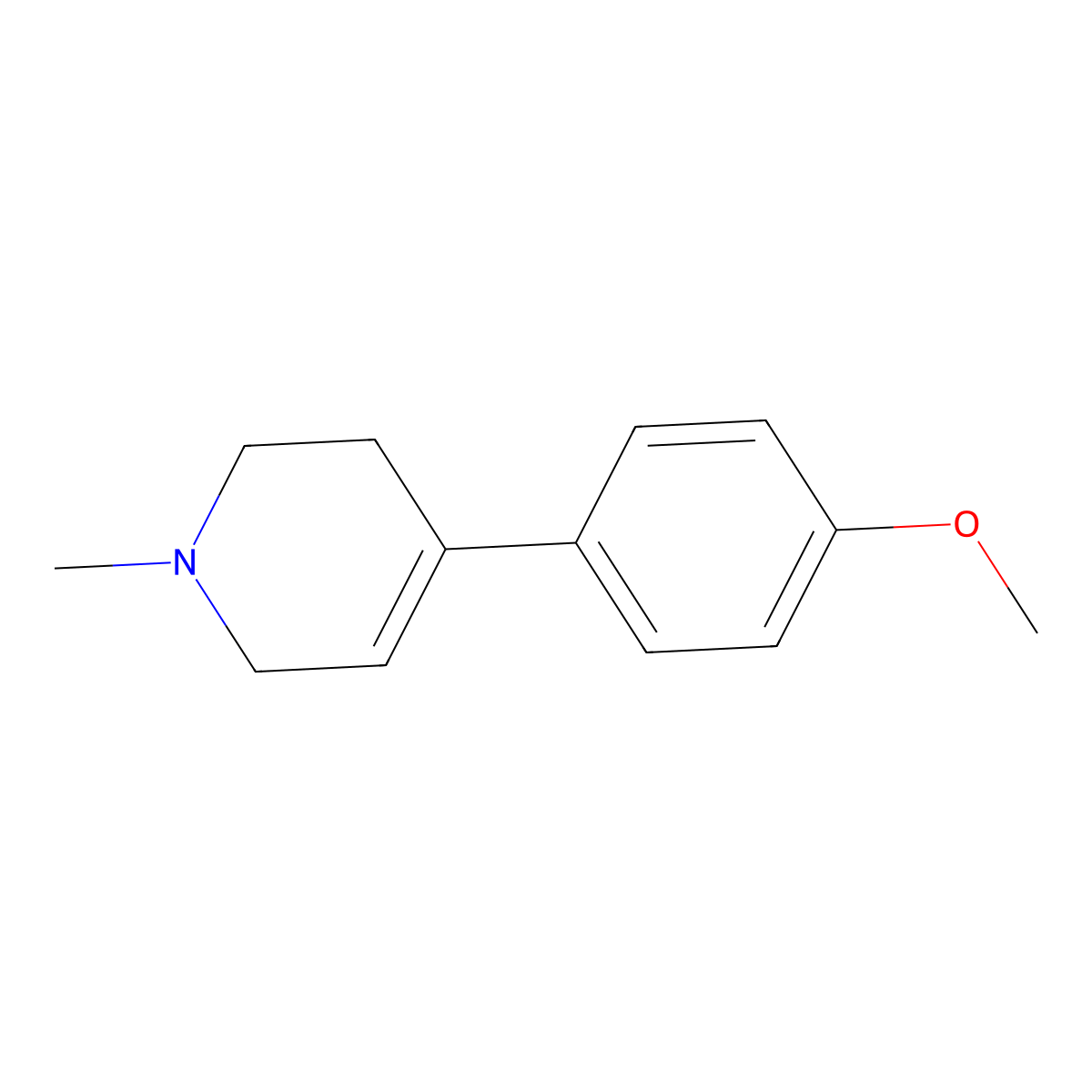 Pyridine, 1,2,3,6-tetrahydro-4-(4-methoxyphenyl)-1-methyl- molecular structure, CAS 114284-26-3