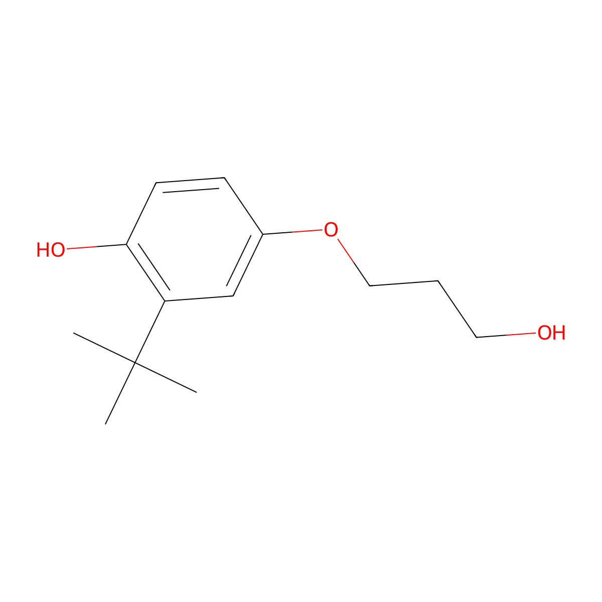 Phenol, 2-(1,1-dimethylethyl)-4-(3-hydroxypropoxy)- molecular structure, CAS 114289-77-9