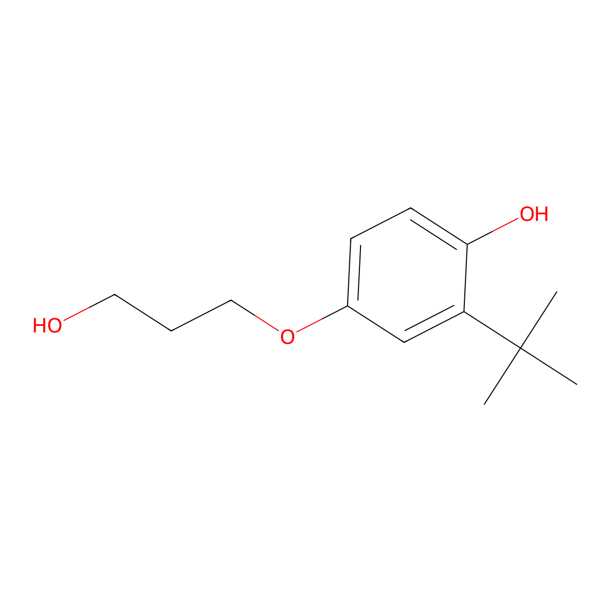 Phenol, 2-(1,1-dimethylethyl)-4-(3-hydroxypropoxy)- molecular structure, CAS 114289-77-9