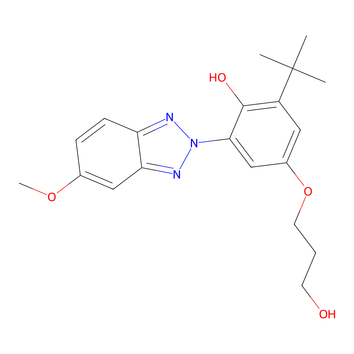 2-(1,1-dimethylethyl)-4-(3-hydroxypropoxy)-6-(5-methoxy-2H-benzotriazol-2-yl)-phenol molecular structure, CAS 114289-79-1