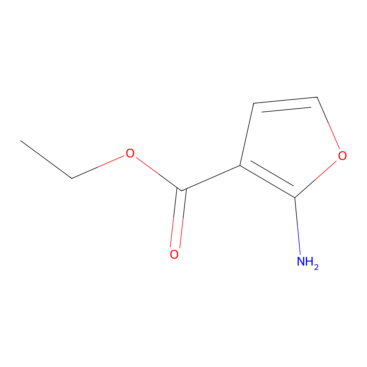 Ethyl 2-aminofuran-3-carboxylate molecular structure, CAS 1142925-09-4