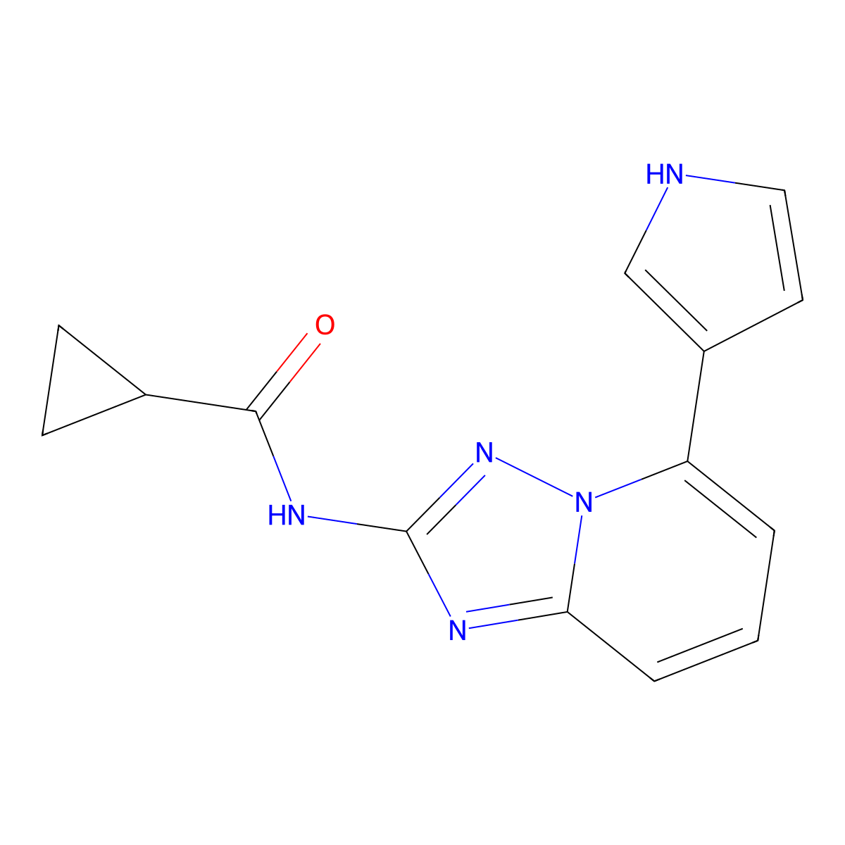 N-(5-(1H-pyrrol-3-yl)-[1,2,4]triazolo[1,5-a]pyridin-2-yl)cyclopropanecarboxamide molecular structure, CAS 1142938-58-6