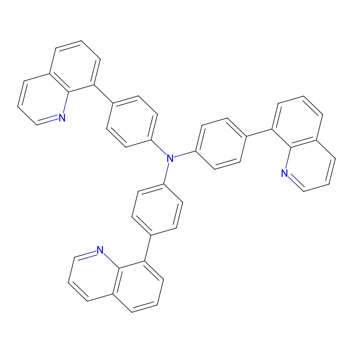 Tris(4-(quinolin-8-yl)phenyl)amine molecular structure, CAS 1142945-07-0