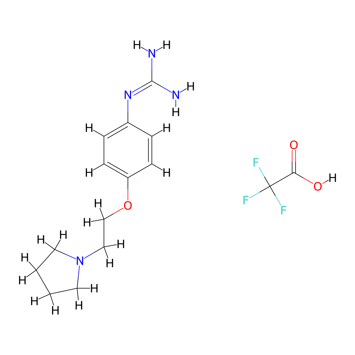 1-(4-(2-(Pyrrolidin-1-yl)ethoxy)phenyl)guanidine 2,2,2-trifluoroacetate molecular structure, CAS 1142945-81-0