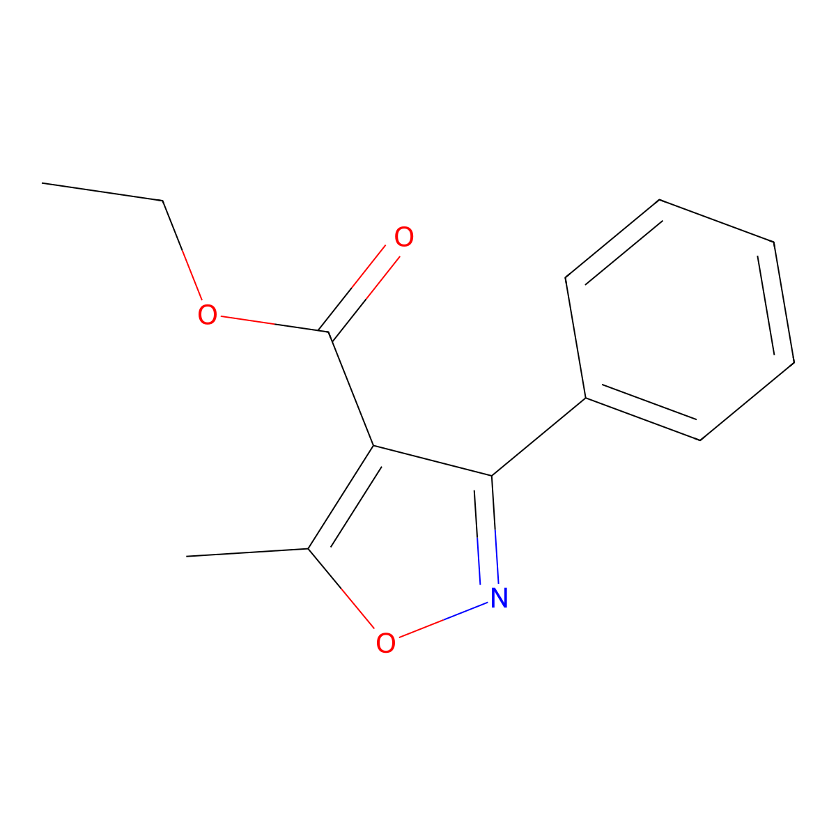 Ethyl 5-methyl-3-phenylisoxazole-4-carboxylate molecular structure, CAS 1143-82-4