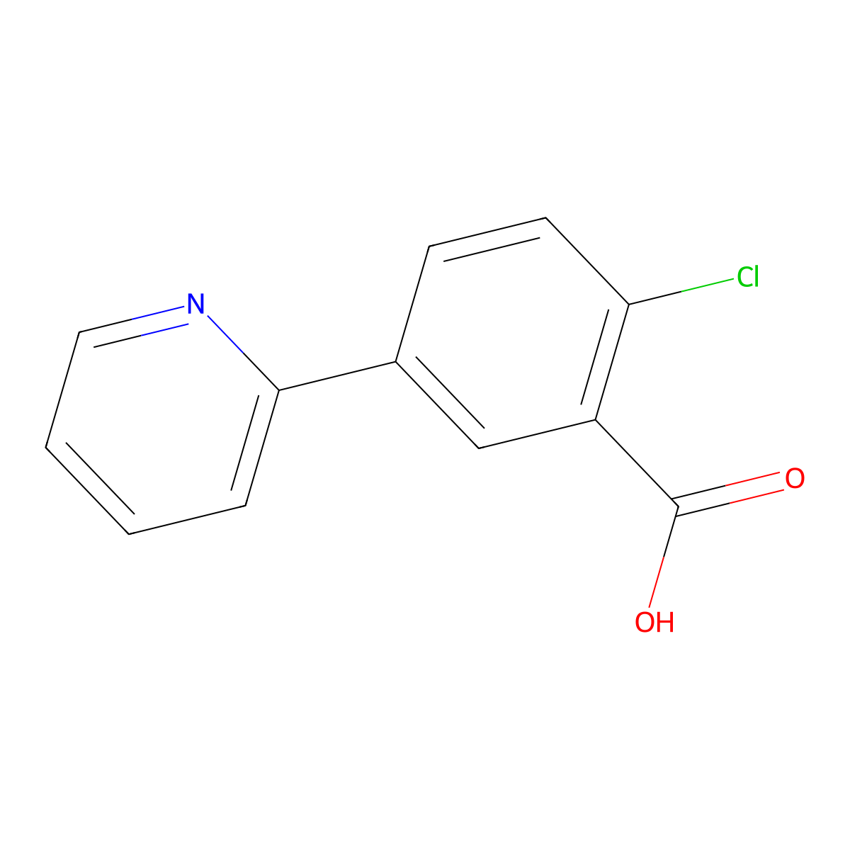 2-Chloro-5-(pyridin-2-yl)benzoic acid molecular structure, CAS 1143024-51-4