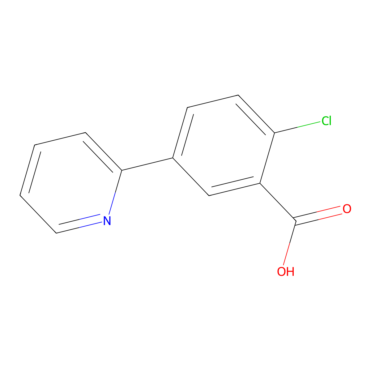 2-Chloro-5-(pyridin-2-yl)benzoic acid molecular structure, CAS 1143024-51-4