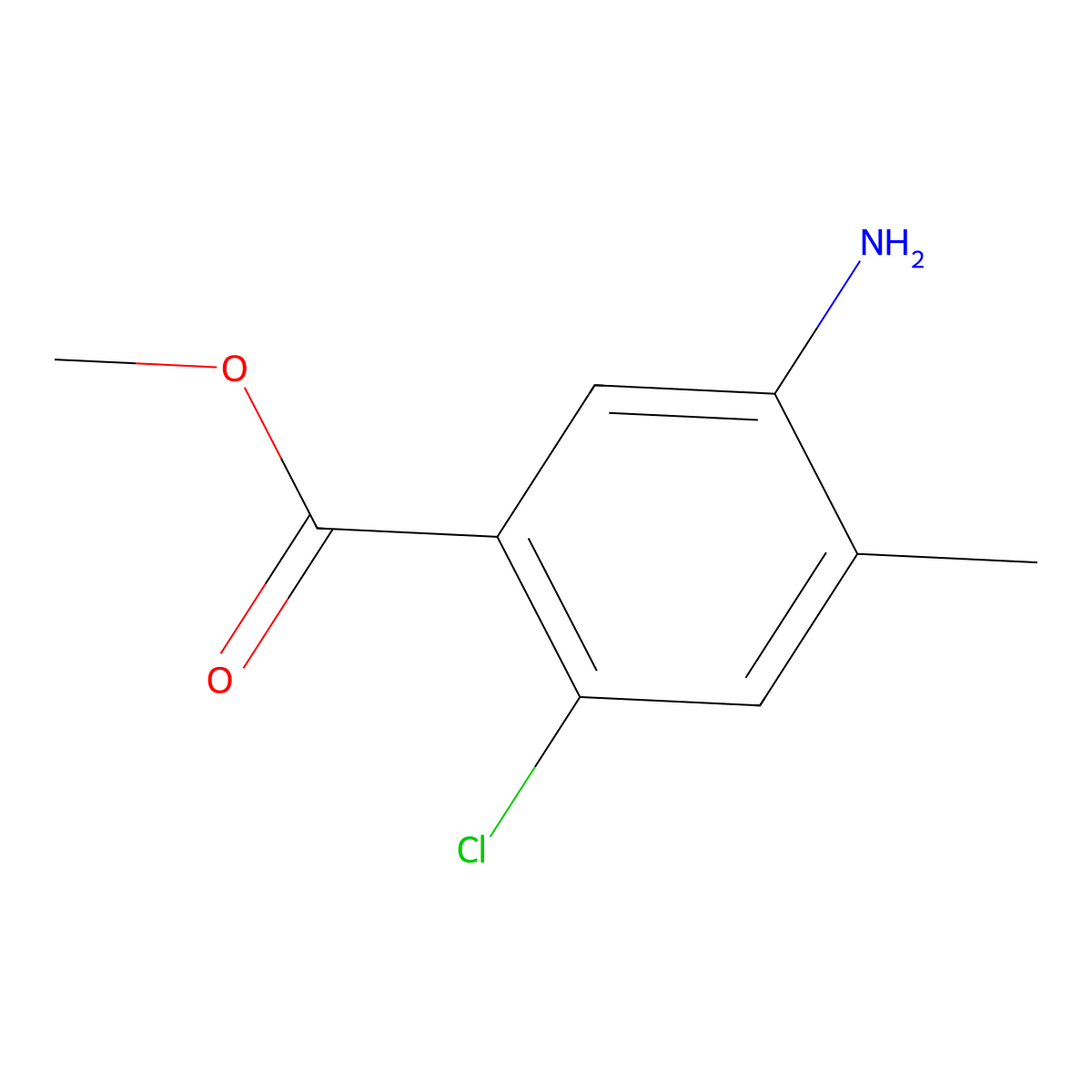 Methyl 5-amino-2-chloro-4-methylbenzoate molecular structure, CAS 1143026-47-4