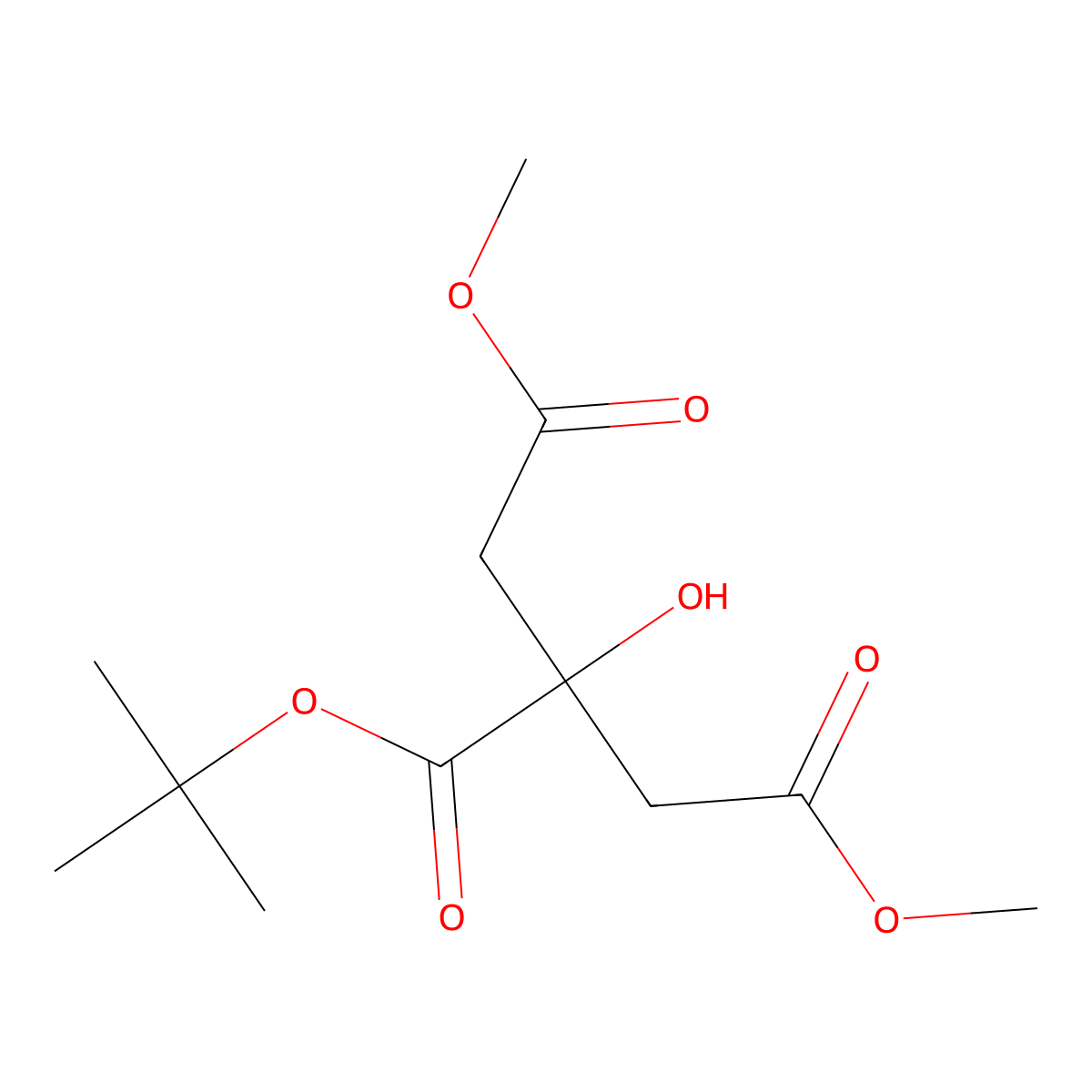 2-Tert-butyl 1,3-dimethyl 2-hydroxypropane-1,2,3-tricarboxylate molecular structure, CAS 114340-51-1