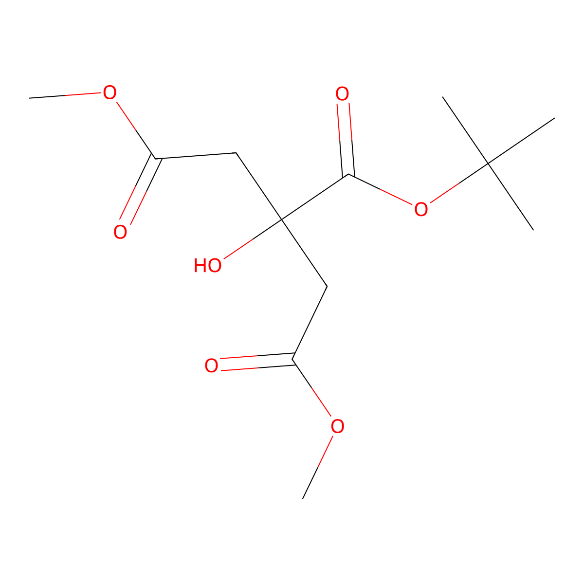 2-Tert-butyl 1,3-dimethyl 2-hydroxypropane-1,2,3-tricarboxylate molecular structure, CAS 114340-51-1