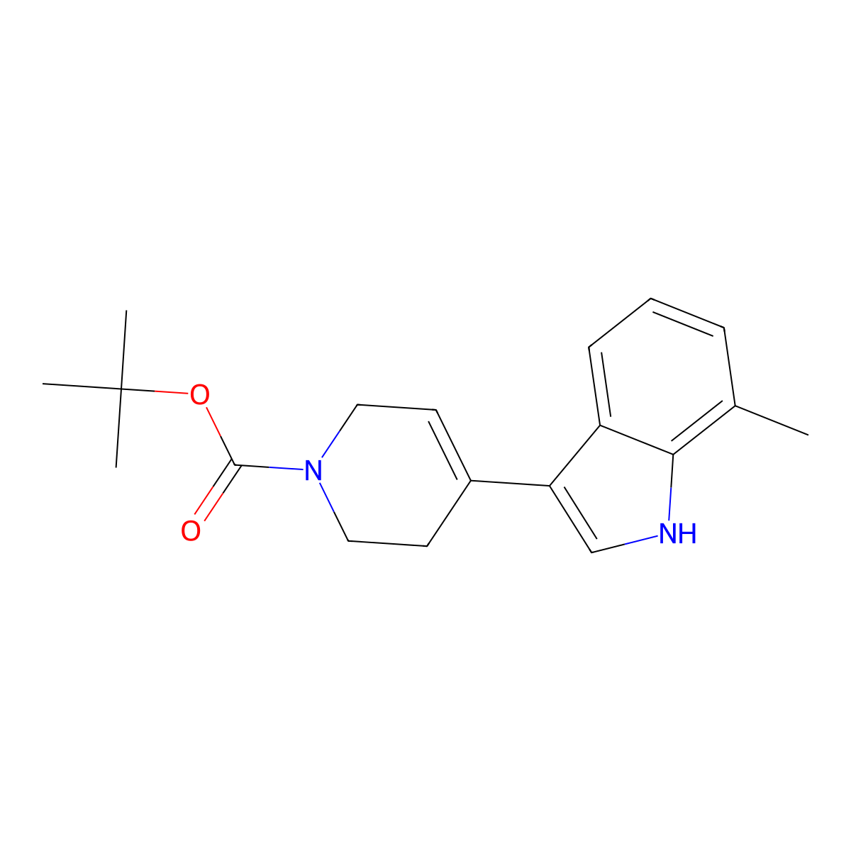 tert-butyl 4-(7-methyl-1H-indol-3-yl)-3,6-dihydro-2H-pyridine-1-carboxylate molecular structure, CAS 1143455-57-5