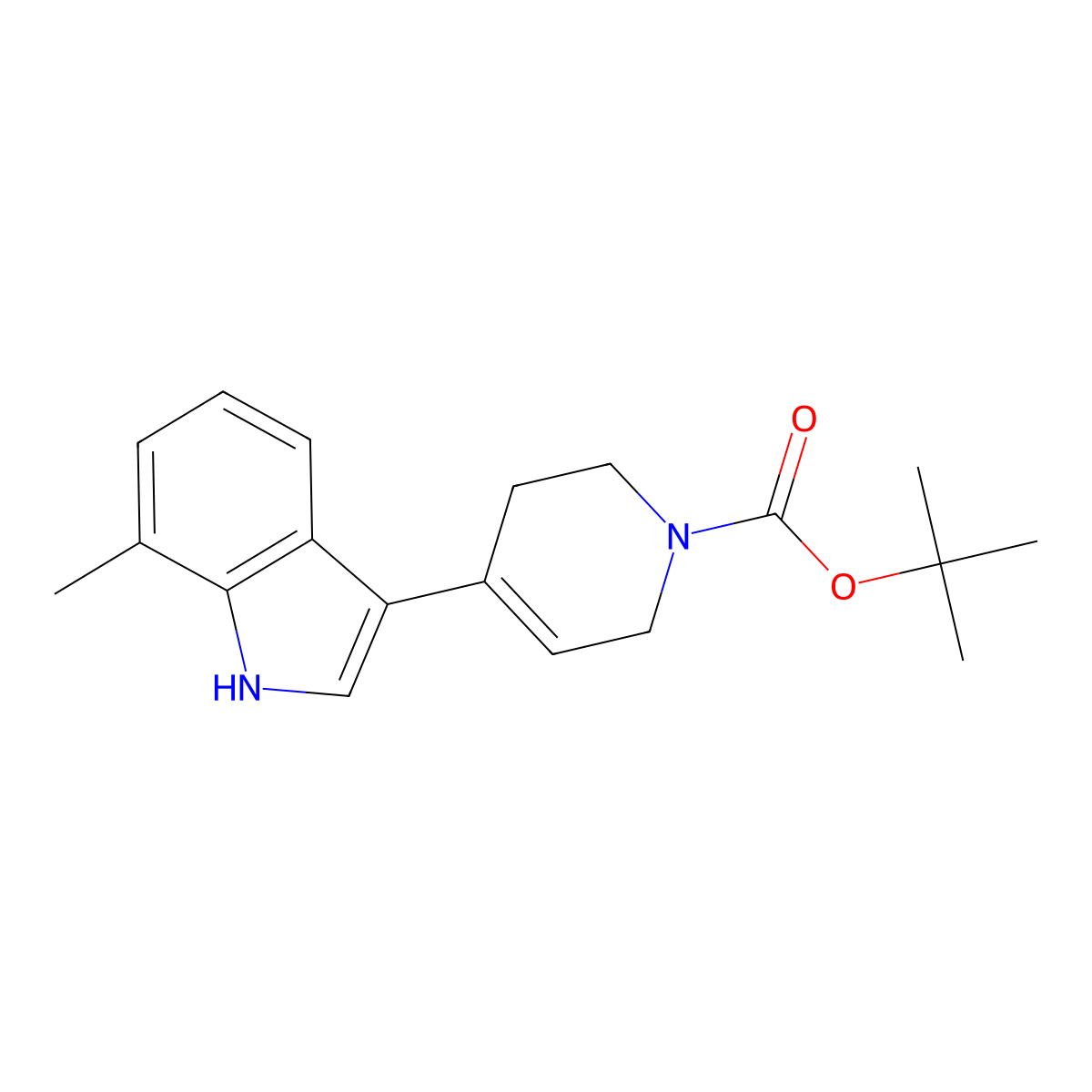 tert-butyl 4-(7-methyl-1H-indol-3-yl)-3,6-dihydro-2H-pyridine-1-carboxylate molecular structure, CAS 1143455-57-5
