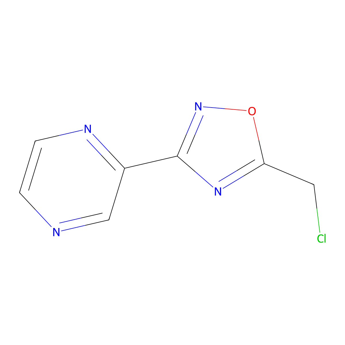 2-(5-Chloromethyl-[1,2,4]oxadiazol-3-YL)-pyrazine molecular structure, CAS 114346-91-7