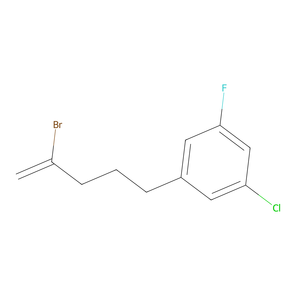 2-Bromo-5-(3-chloro-5-fluorophenyl)-1-pentene molecular structure, CAS 1143461-50-0