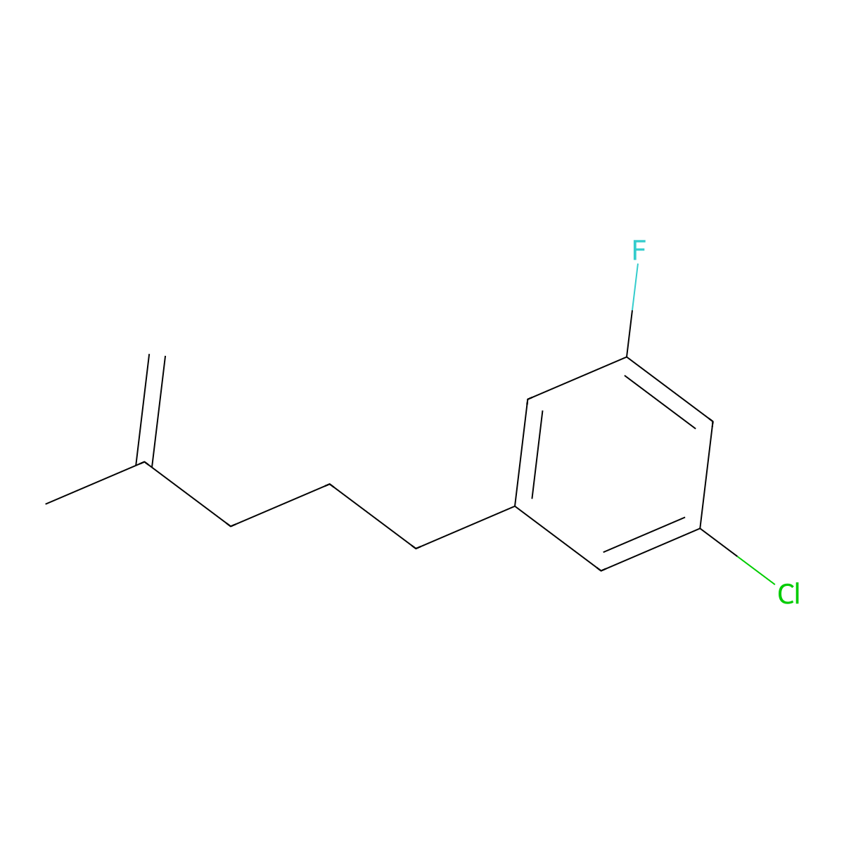 5-(3-Chloro-5-fluorophenyl)-2-methyl-1-pentene molecular structure, CAS 1143461-51-1
