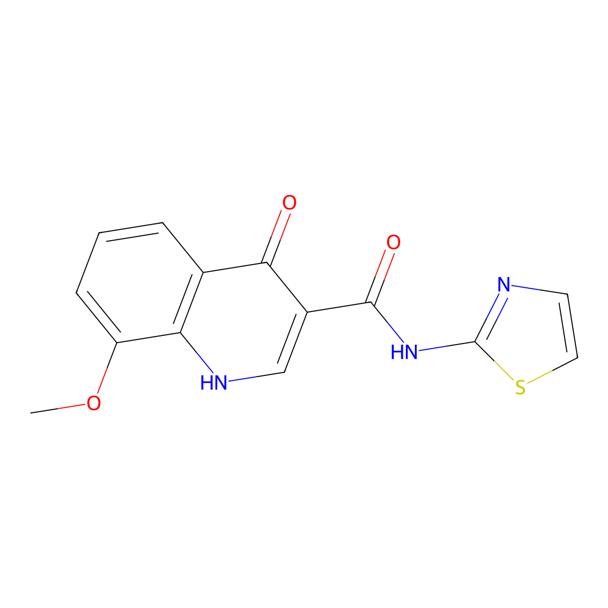 8-methoxy-4-oxo-N-(1,3-thiazol-2-yl)-1,4-dihydroquinoline-3-carboxamide molecular structure, CAS 114350-66-2