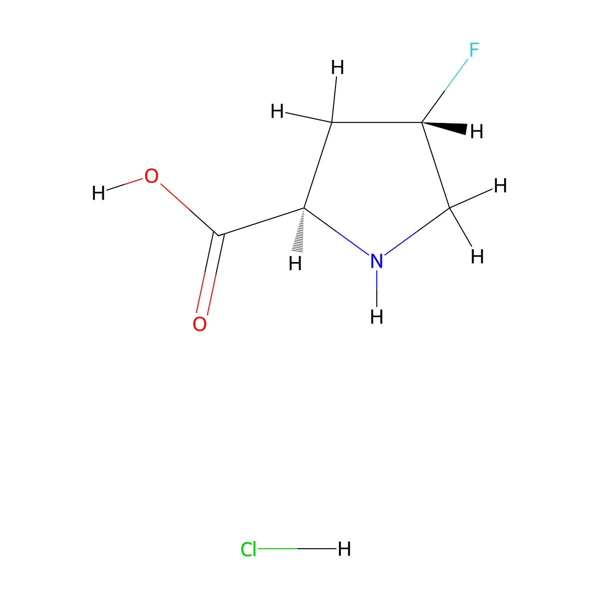 (2R,4S)-4-fluoropyrrolidine-2-carboxylic acid hydrochloride molecular structure, CAS 1143504-73-7