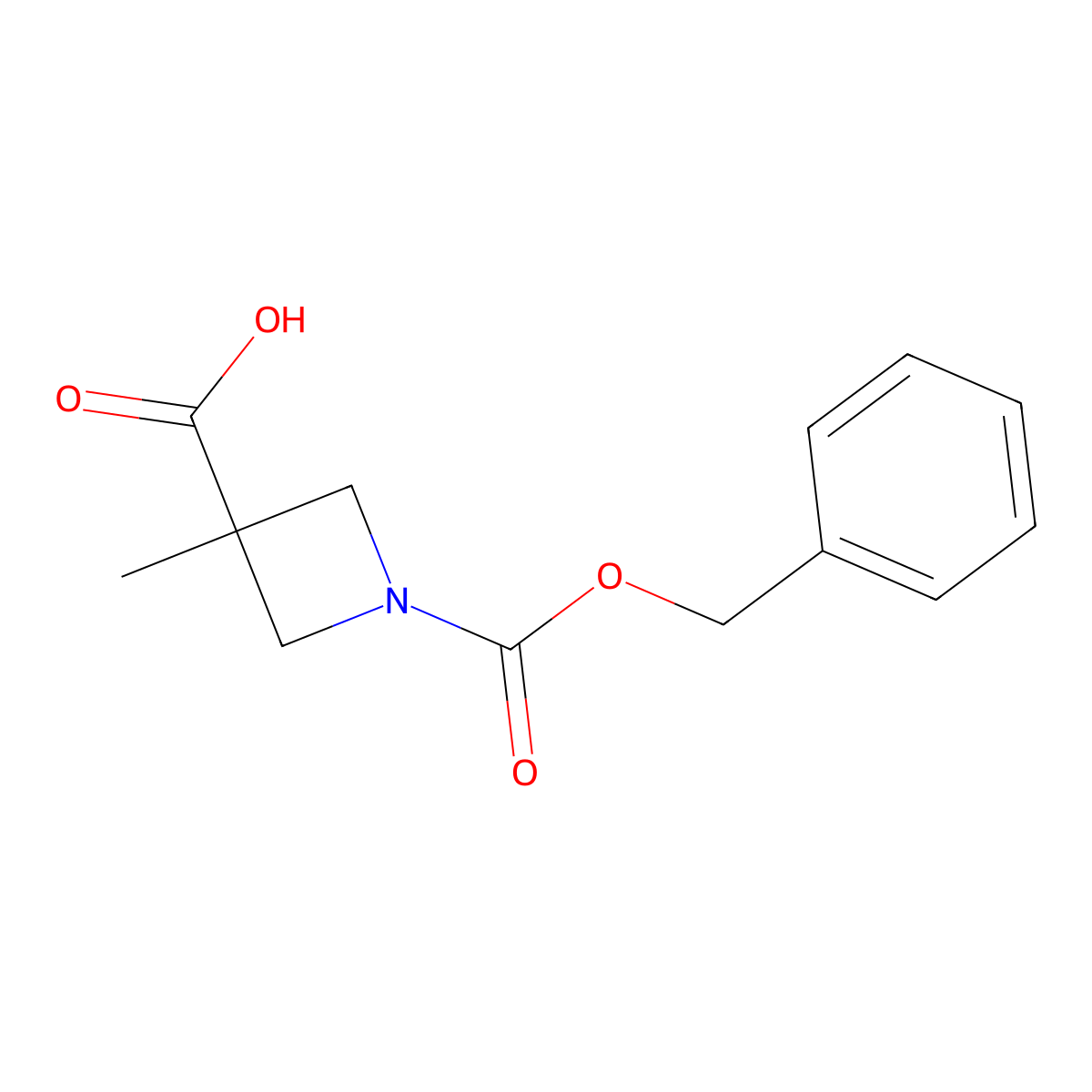 1-((Benzyloxy)carbonyl)-3-methylazetidine-3-carboxylic acid molecular structure, CAS 1143525-35-2