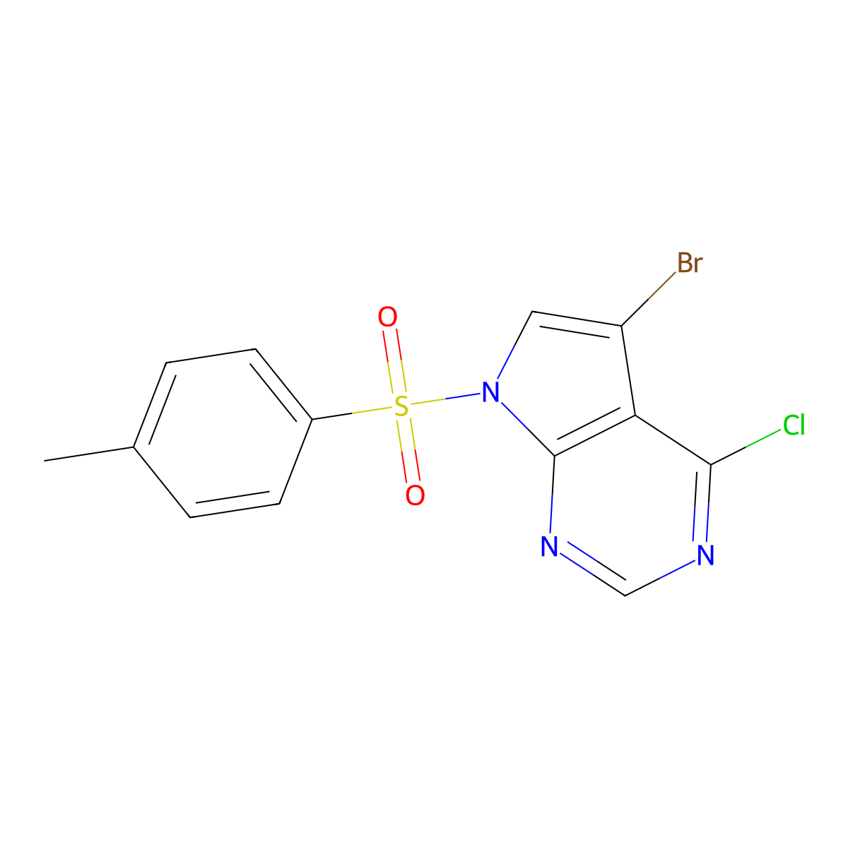 5-Bromo-4-Chloro-7-Tosyl-7H-Pyrrolo[2,3-D]Pyrimidine molecular structure, CAS 1143534-78-4