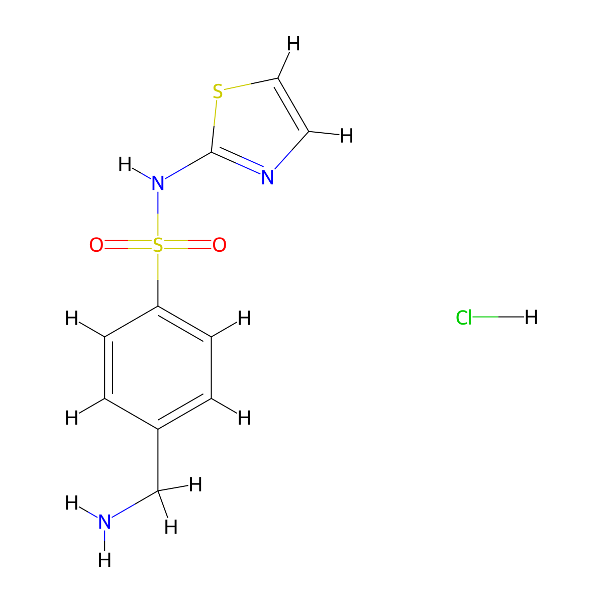 4-(aminomethyl)-N-(1,3-thiazol-2-yl)benzene-1-sulfonamide hydrochloride molecular structure, CAS 114354-06-2