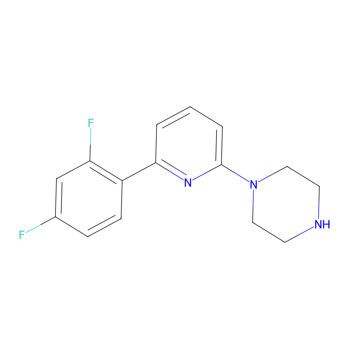 1-[6-(2,4-Difluorophenyl)pyridin-2-yl]piperazine molecular structure, CAS 1143577-79-0
