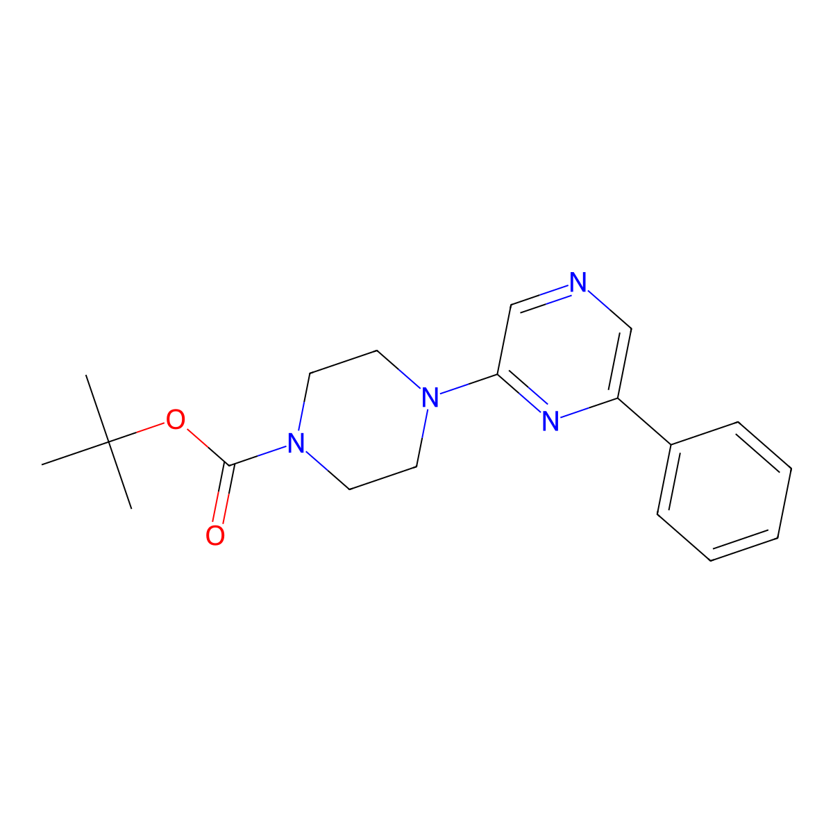 Tert-butyl 4-(6-phenylpyrazin-2-yl)piperazine-1-carboxylate molecular structure, CAS 1143578-07-7