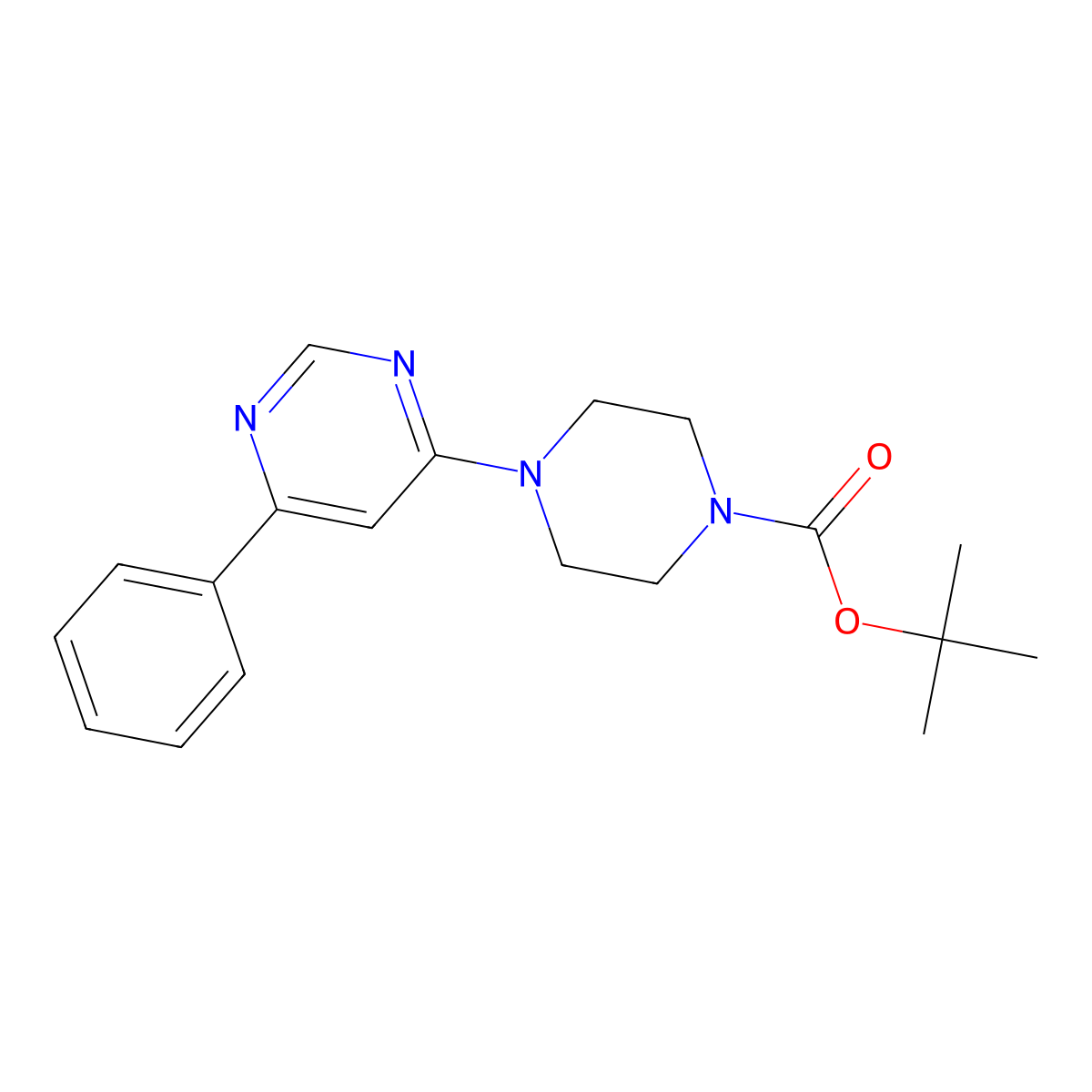 Tert-butyl 4-(6-phenylpyrimidin-4-yl)piperazine-1-carboxylate molecular structure, CAS 1143578-12-4